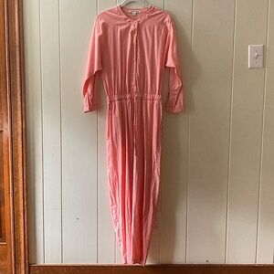 ⭐️ Stateside Long Sleeved 100% Button Down Cotton Jumpsuit Small Coral